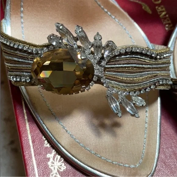 😍 Gorgeous dazzled Gold/Silver Rene Caovilla Sandals - Picture 2 of 16